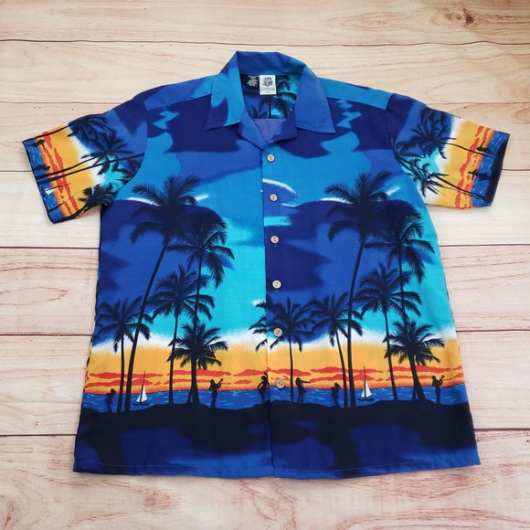 Kennington Ltd. Other - VINTAGE Kennington LTD Hawaiian Shirt Mens Large‎ Blue Palm Tree Beach Vacation